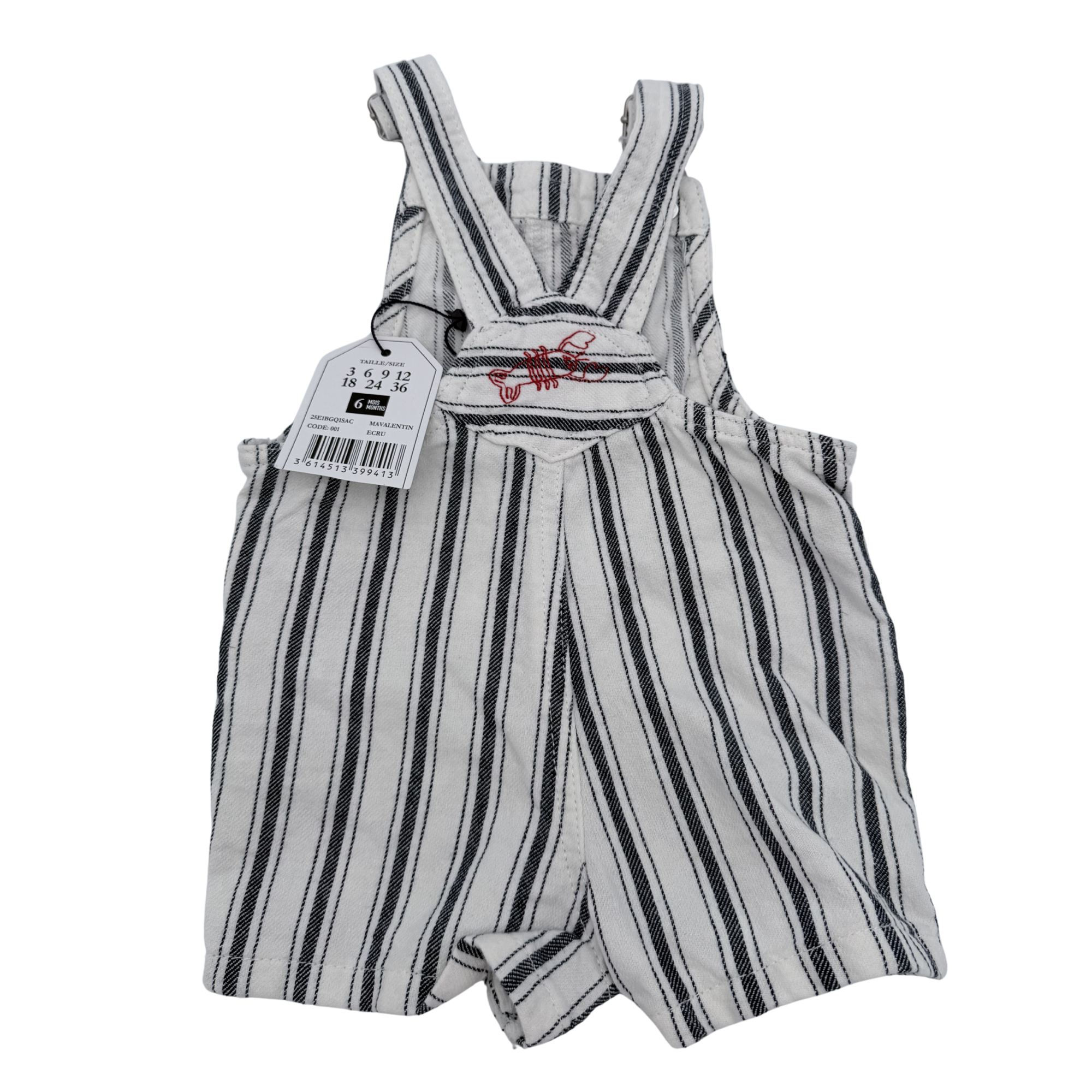Salopette short rayée — 6 mois