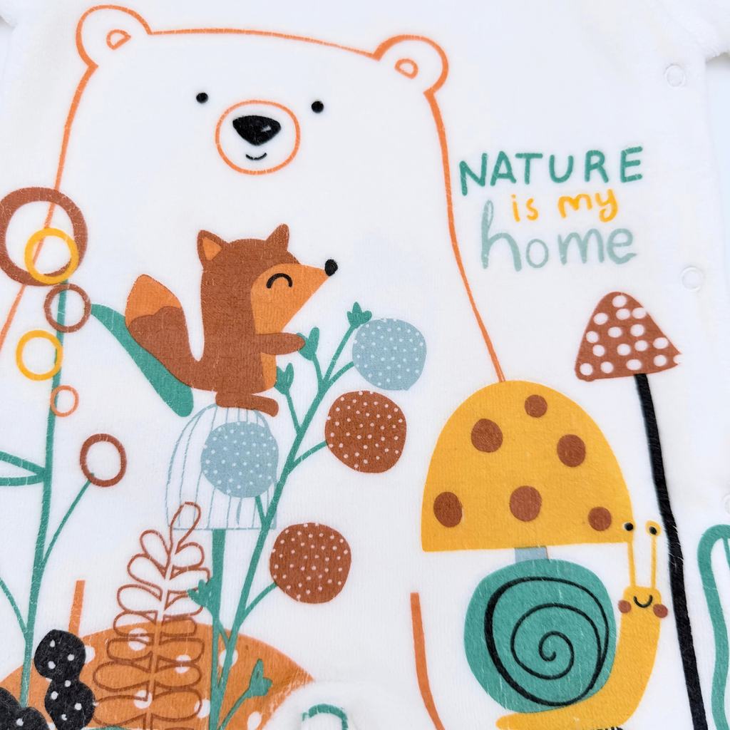 Pyjama bébé écru motif animaux et nature - 3 mois
