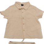 Ensemble gaze de coton beige – Taille 18 mois