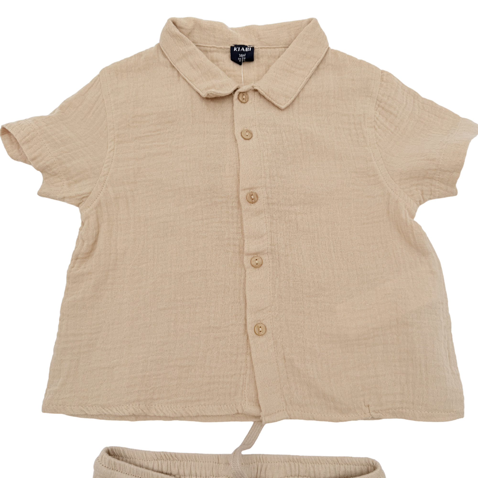 Ensemble gaze de coton beige – Taille 18 mois
