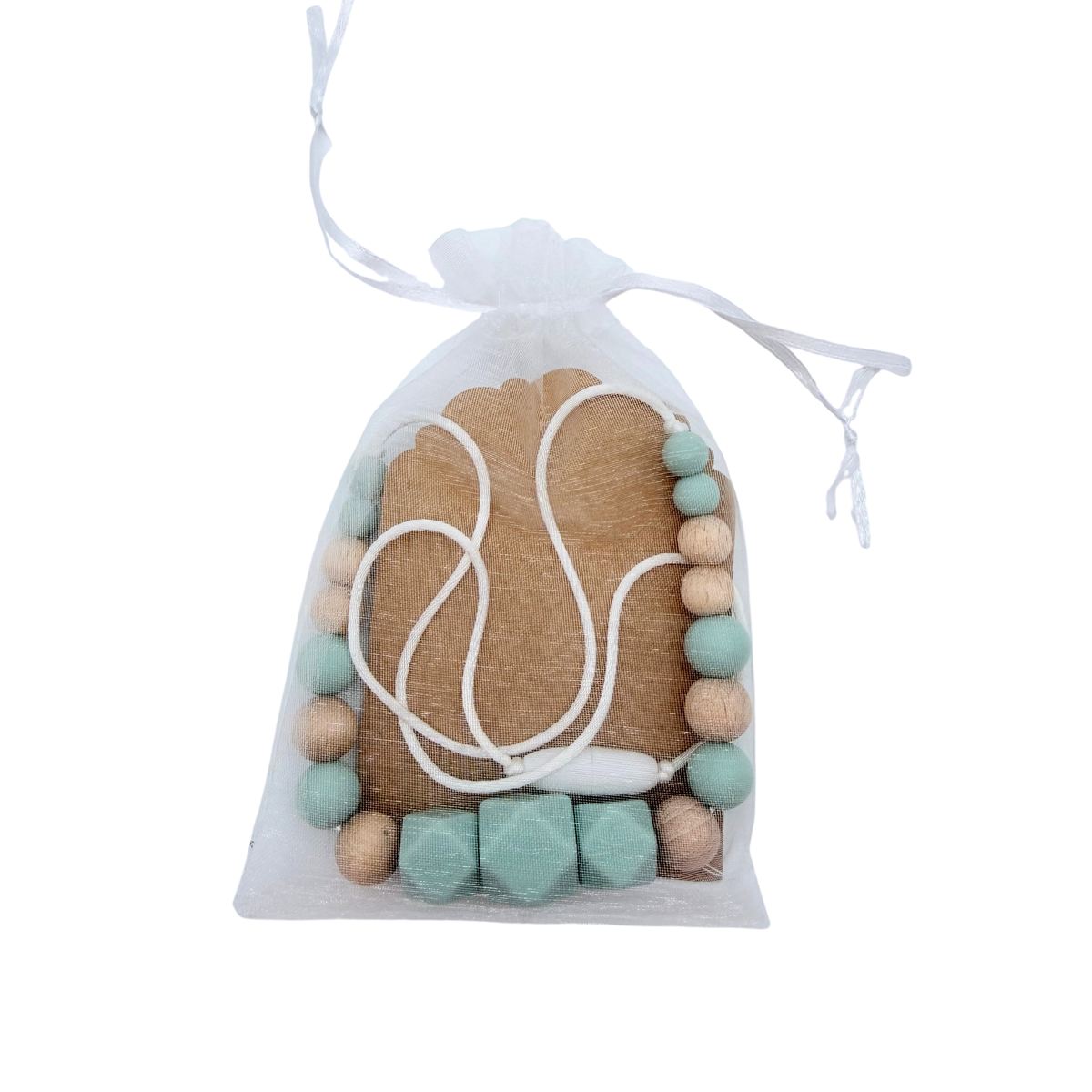 Collier de portage et d’allaitement en bois et silicone – Vert menthe
