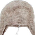Bonnet bébé en maille beige avec liens à nouer - 6-12 mois