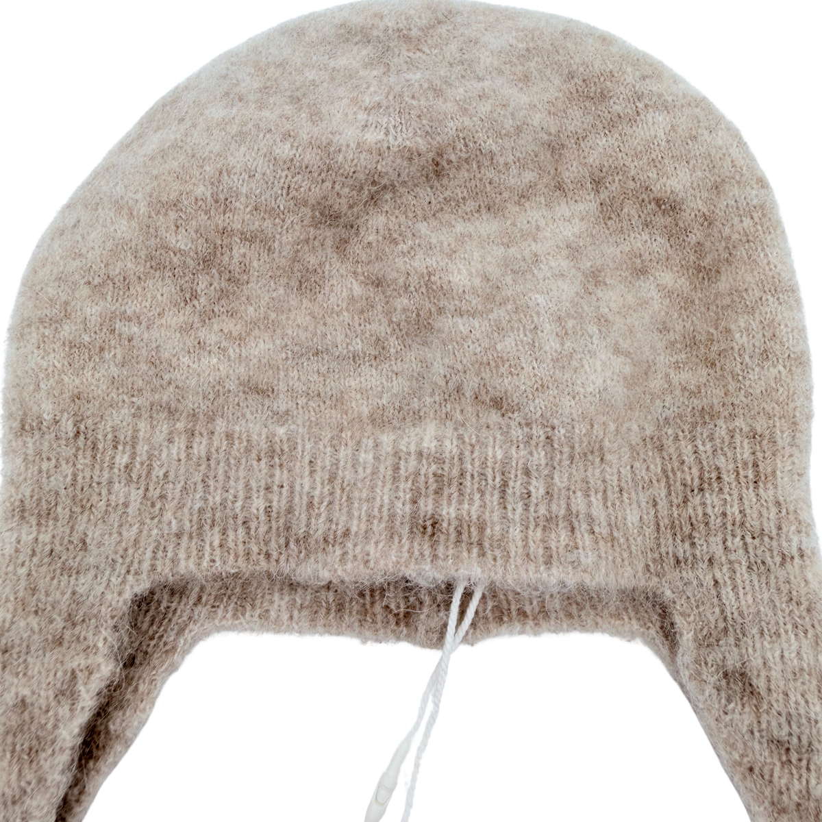 Bonnet bébé en maille beige avec liens à nouer - 6-12 mois