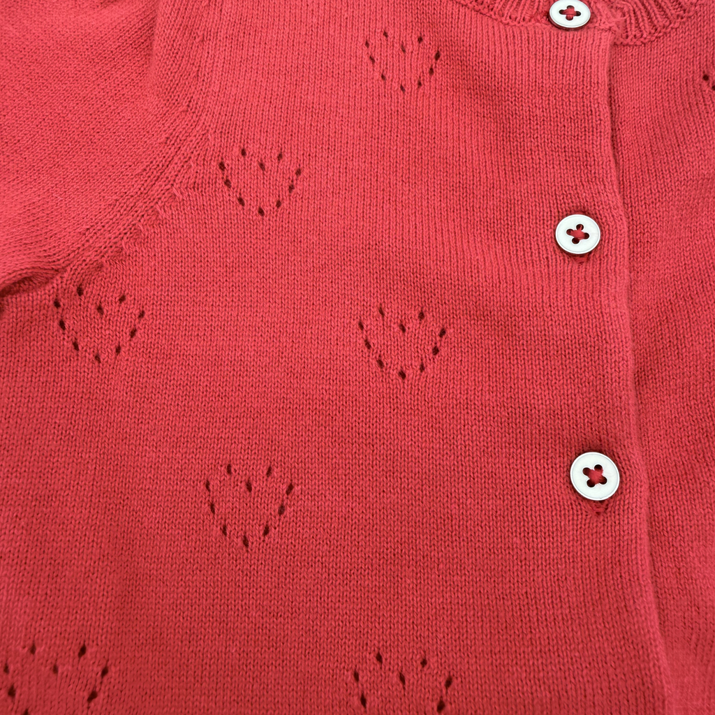 Gilet bébé rouge ajouré — 6 mois