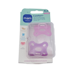 Lot de 2 sucettes Comfort en silicone rose et violet – 0 à 2 mois