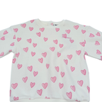 Sweat fille écru imprimé cœurs roses - 36 mois