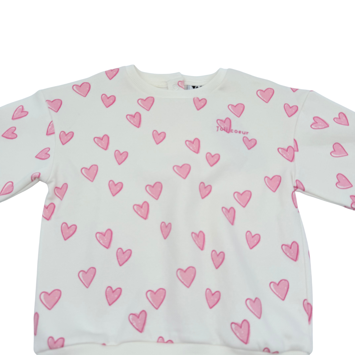 Sweat fille écru imprimé cœurs roses - 36 mois