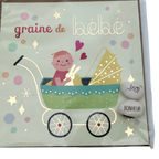 Carte illustrée « Graine de Bébé » à graines gravées