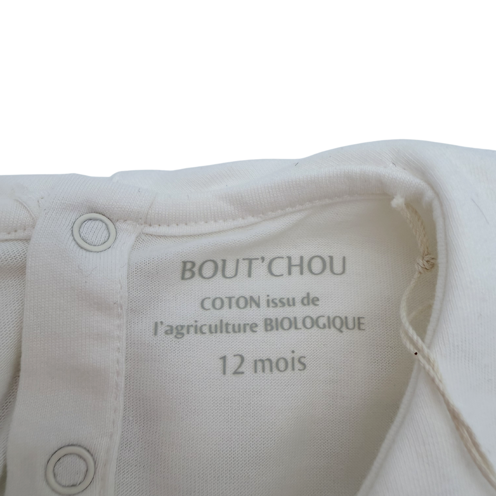 T-shirt écru col volanté — 12 mois