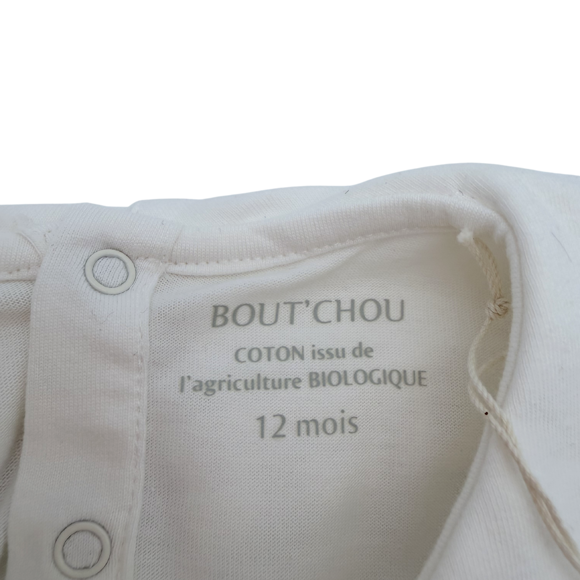 T-shirt écru col volanté — 12 mois