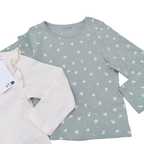 Lot de 2 t-shirts manches longues écru et vert - 24 mois