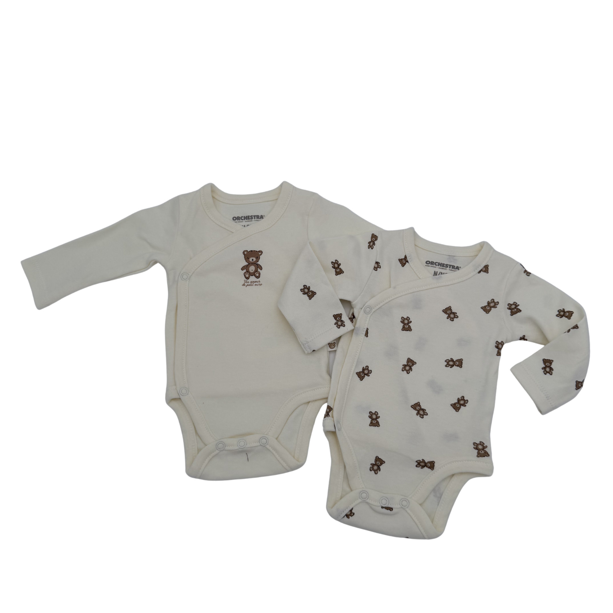 Lot de 2 bodies cache-cœur bébé & motifs oursons — Naissance