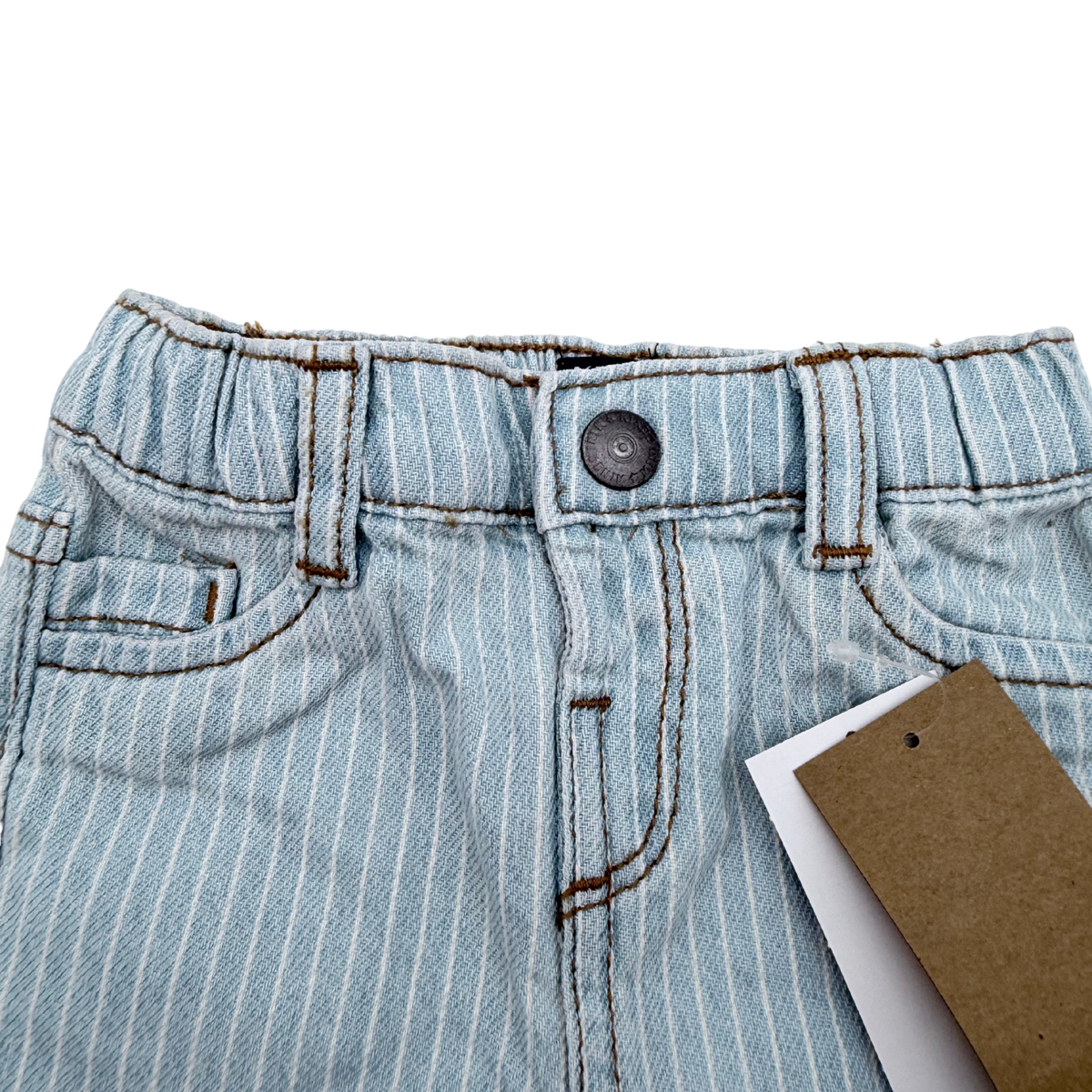 Pantalon en denim bleu clair à fines rayures - 3 mois