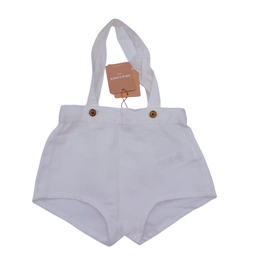 Bloomer blanc à bretelles — 12-18 mois