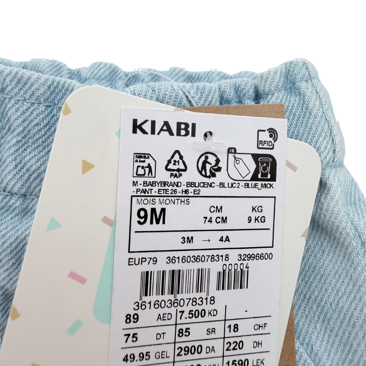 Pantalon en jean bébé Mickey bleu clair - 9 mois