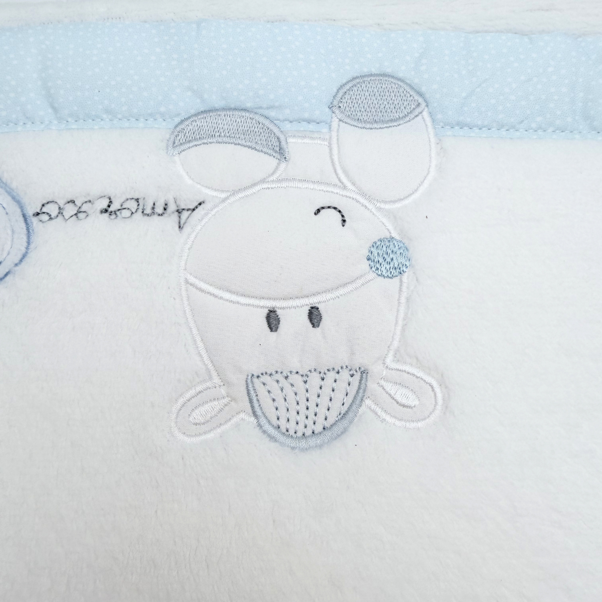 Parure de lit bébé 3 pièces — Blanc et bleu