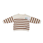 Pull bébé écru à rayures marron - 18 mois