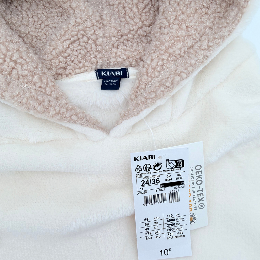 Sweat à capuche écru tout doux - 24-36 mois