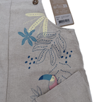 Salopette short en lin beige imprimé tropical — 6 mois