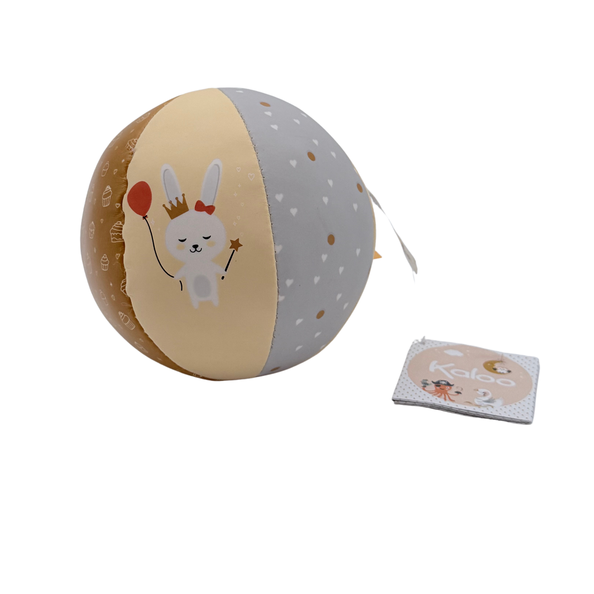 Balle souple bébé multicolore motif lapin – 10 cm