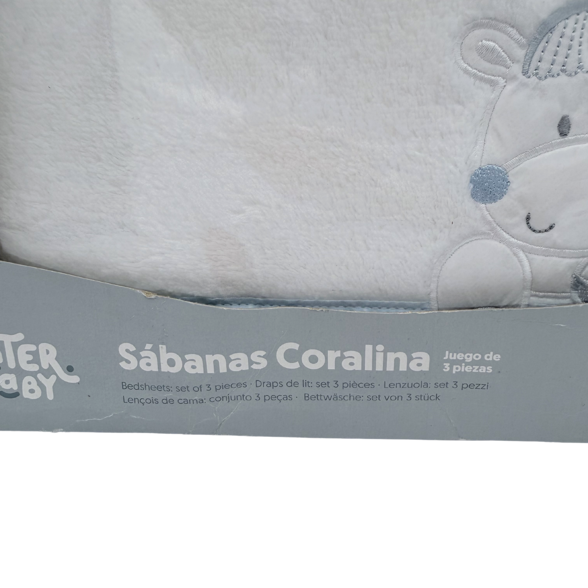 Parure de lit bébé 3 pièces — Blanc et bleu