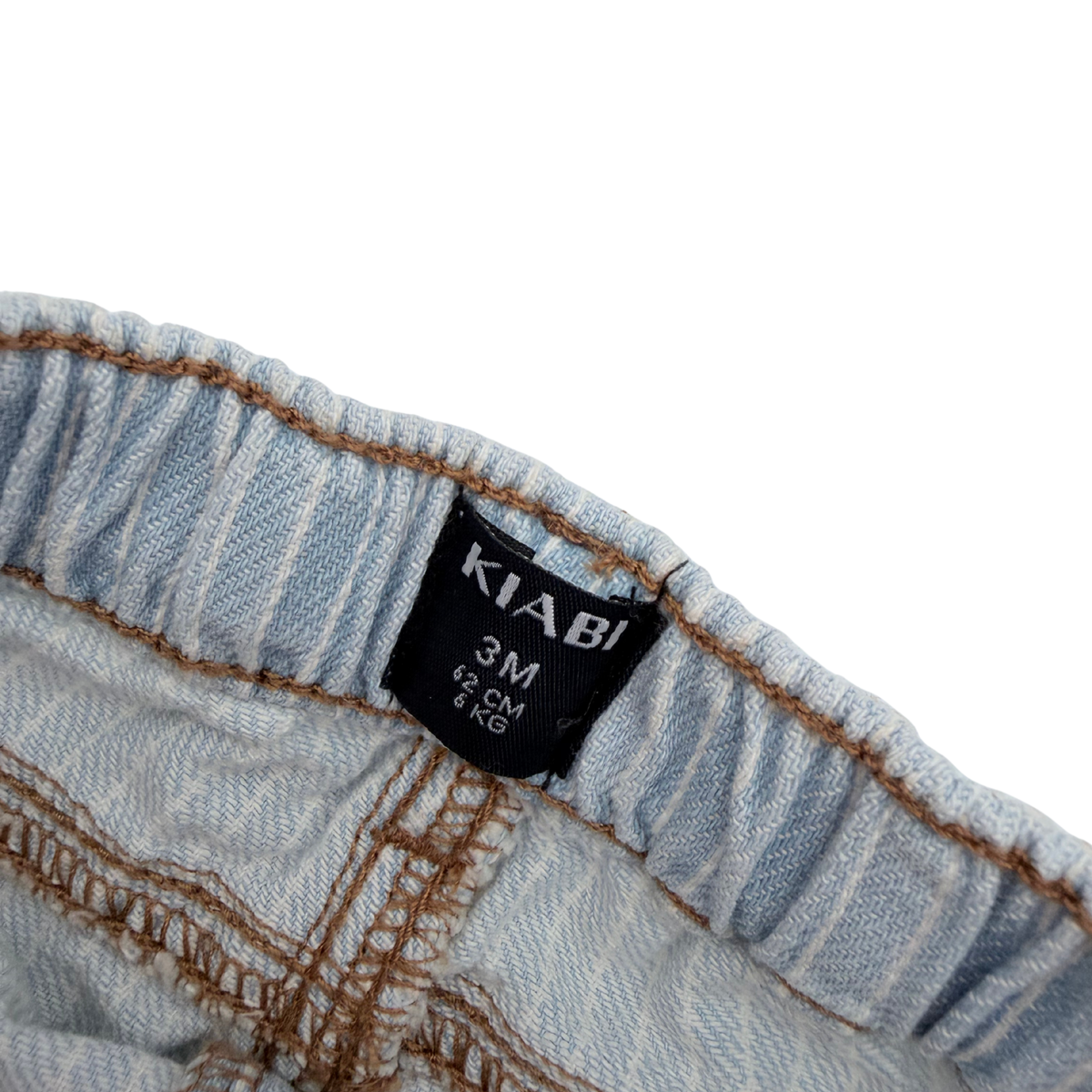 Pantalon en denim bleu clair à fines rayures - 3 mois