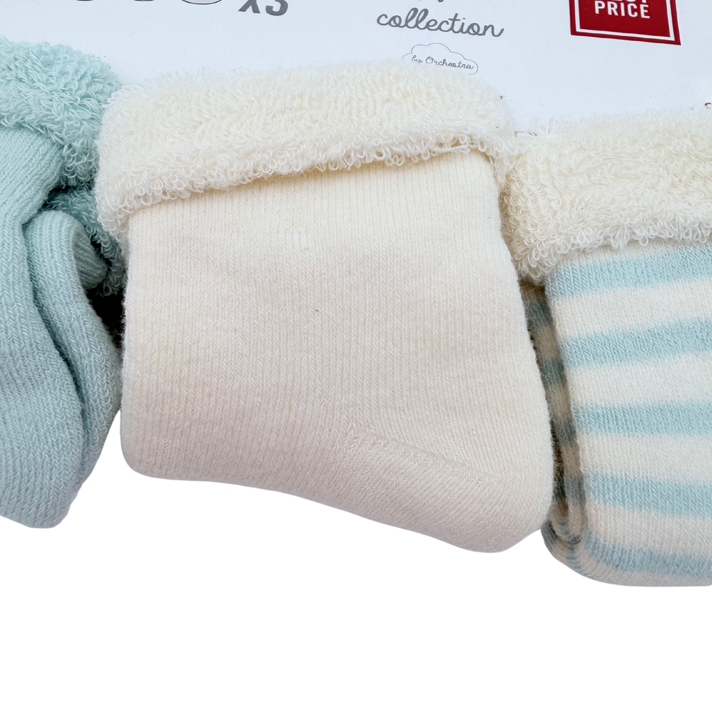 Lot de 3 paires de chaussettes bébé bleu et écru - 15-16