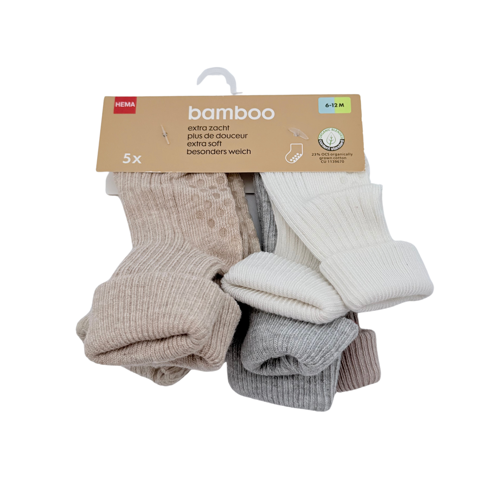 Lot de 5 paires de chaussettes en bambou – 6-12 mois