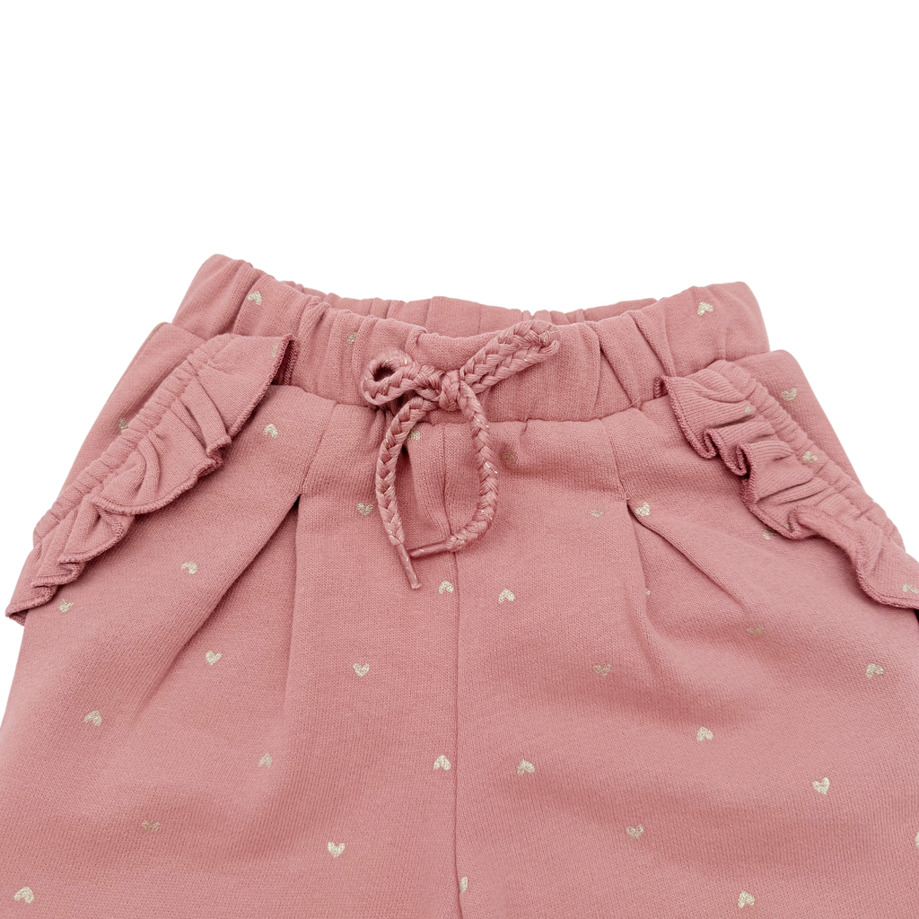 Pantalon rose à petits cœurs dorés - 6 mois