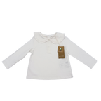 T-shirt écru col volanté — 12 mois