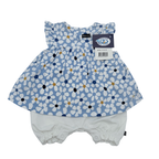 Robe blanche et robe fleurie bleue — 1 mois