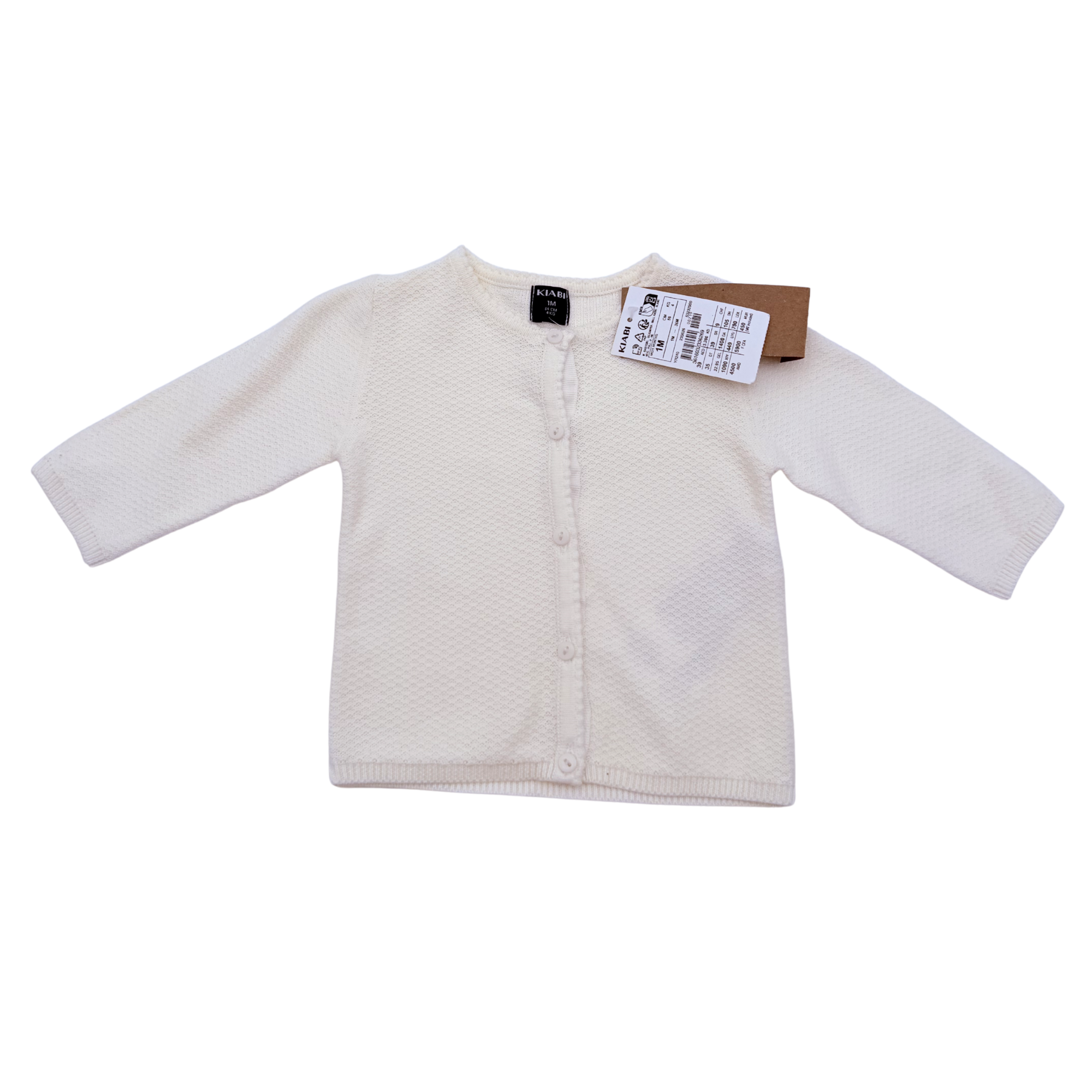 Gilet en maille blanc – 1 mois
