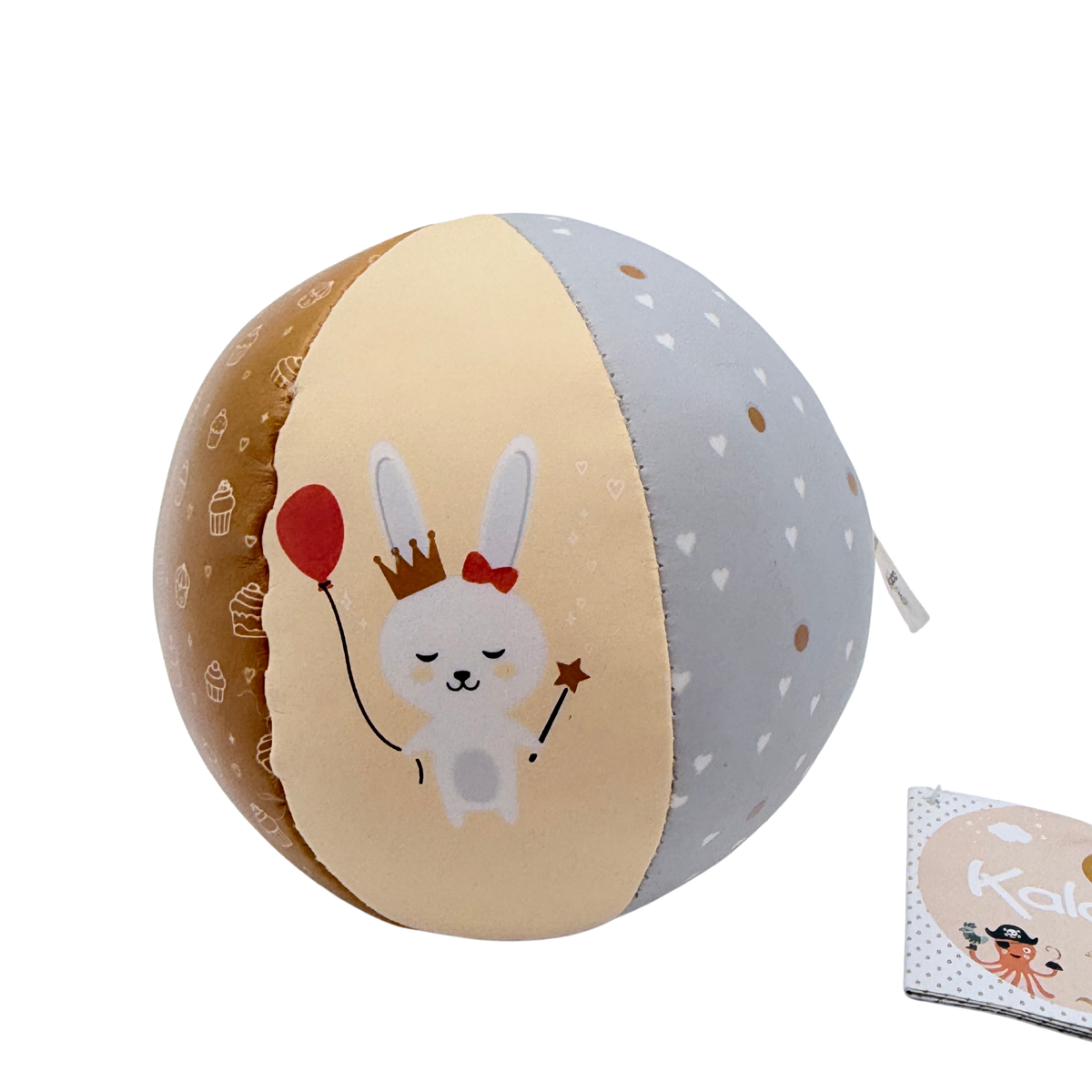 Balle souple bébé multicolore motif lapin – 10 cm