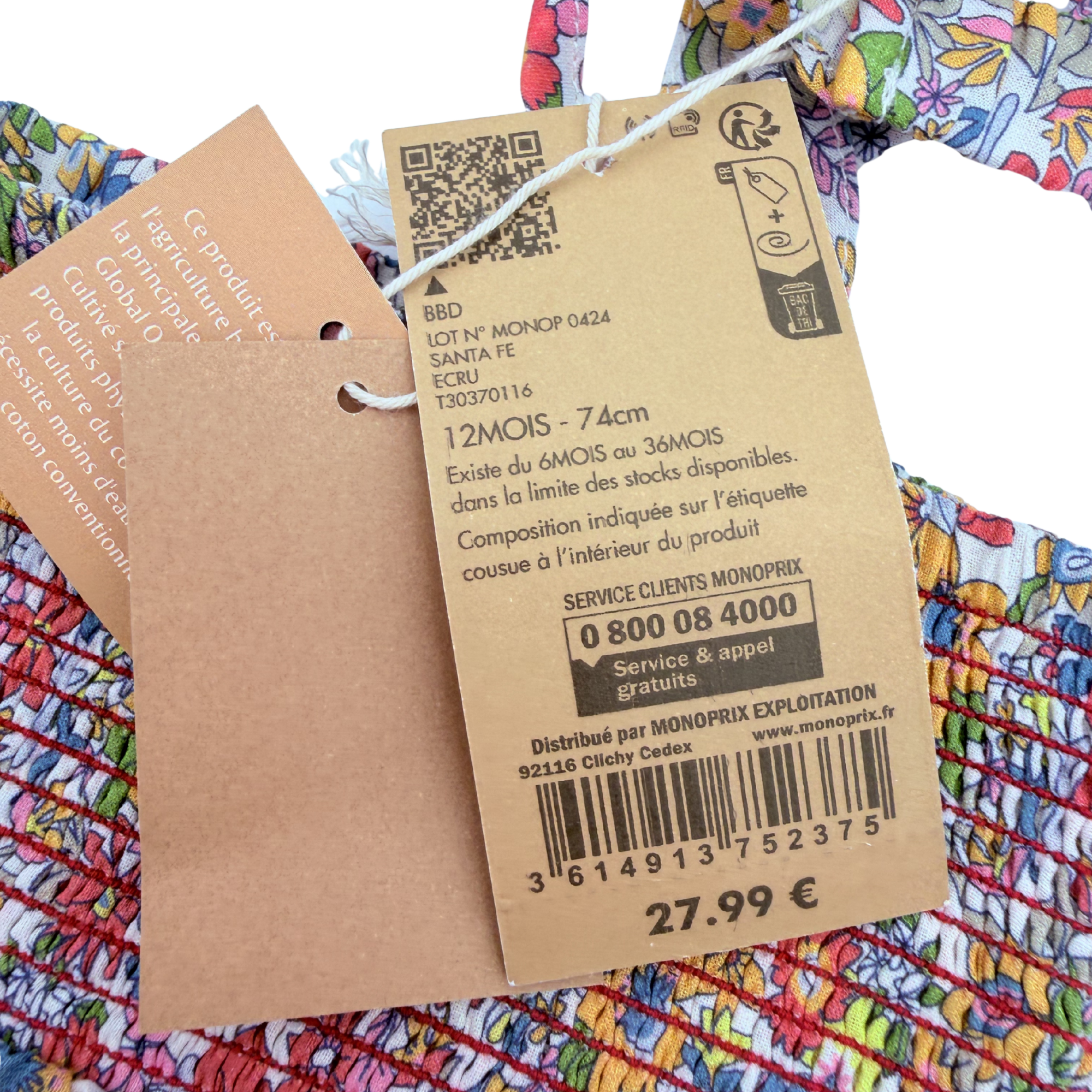 Combishort fleuri avec foulard assorti — 12 mois