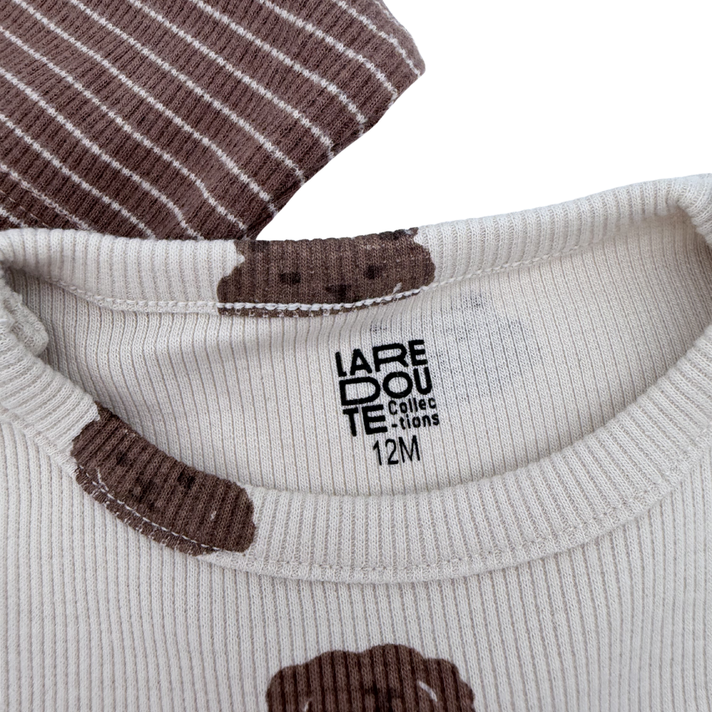 Lot de 2 t-shirts manches longues côtelés ours — 12 mois
