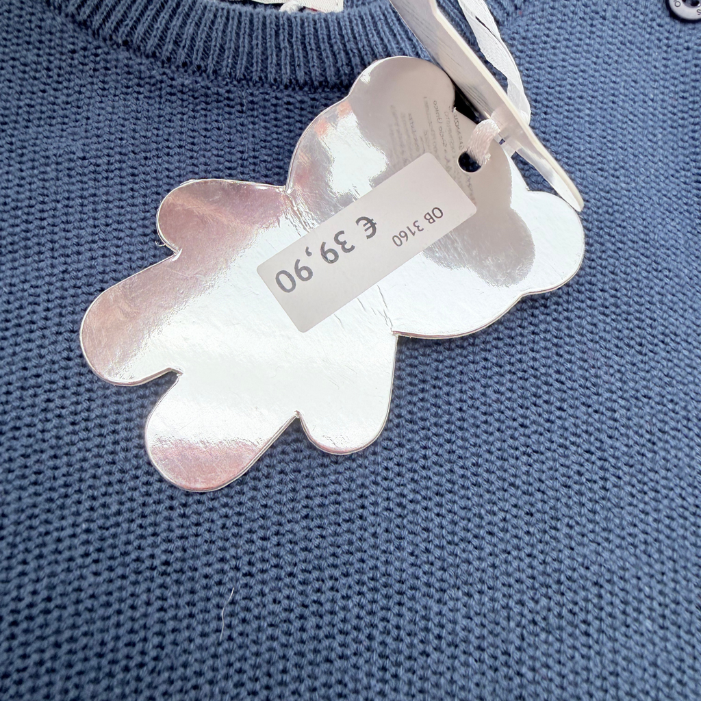 Pull bleu marine en maille fine - 6-9 mois