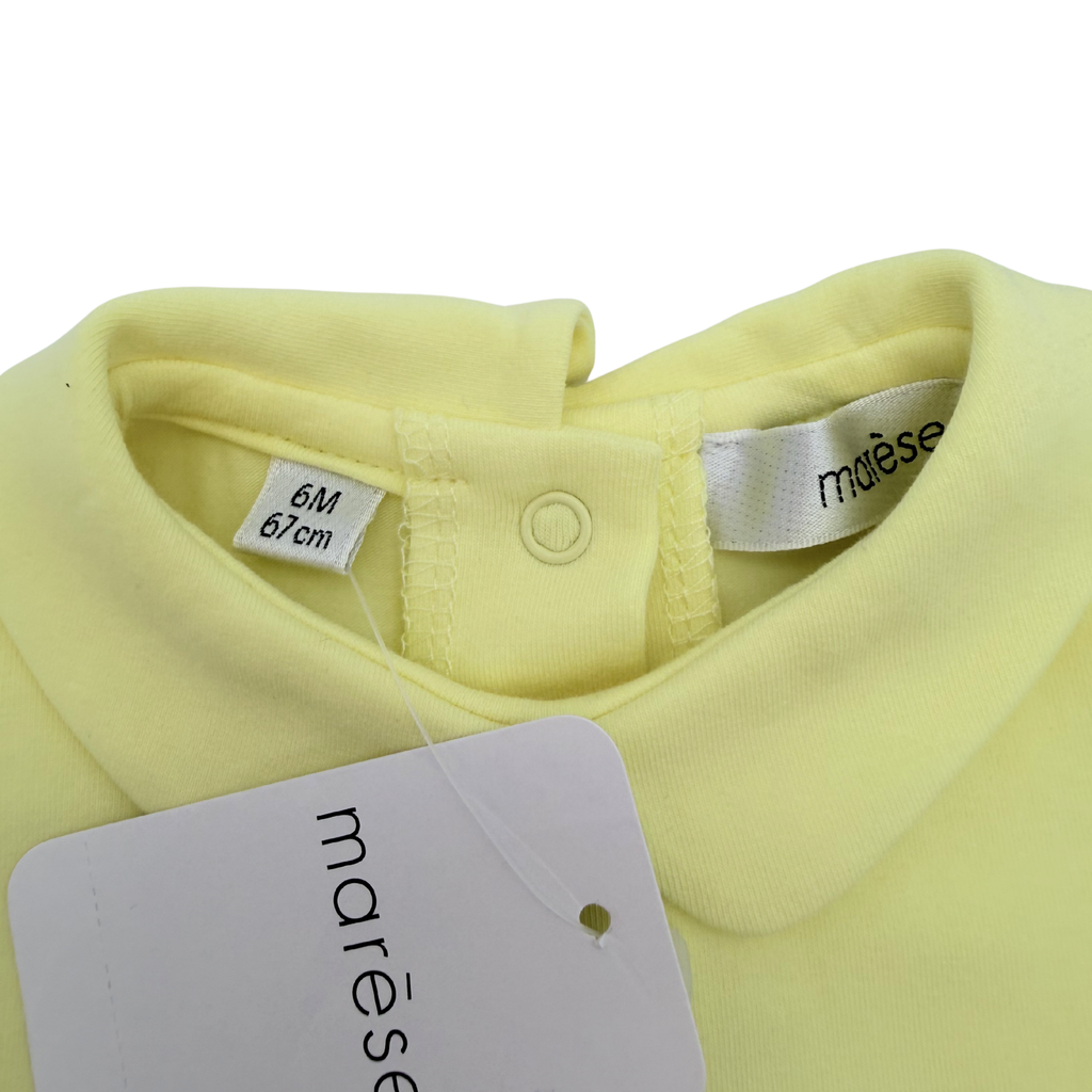 Body jaune col polo fleuri — 6 mois
