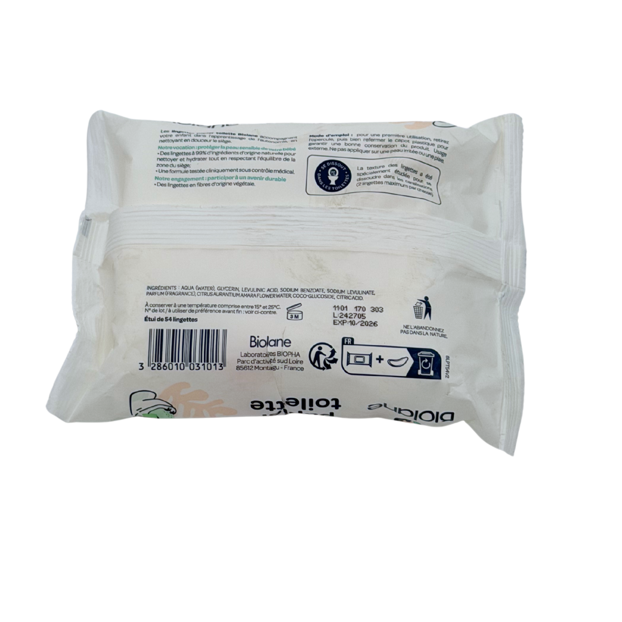 Paquet de 54 lingettes papier toilette