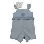 Combishort denim brodé fleurs — 9 mois