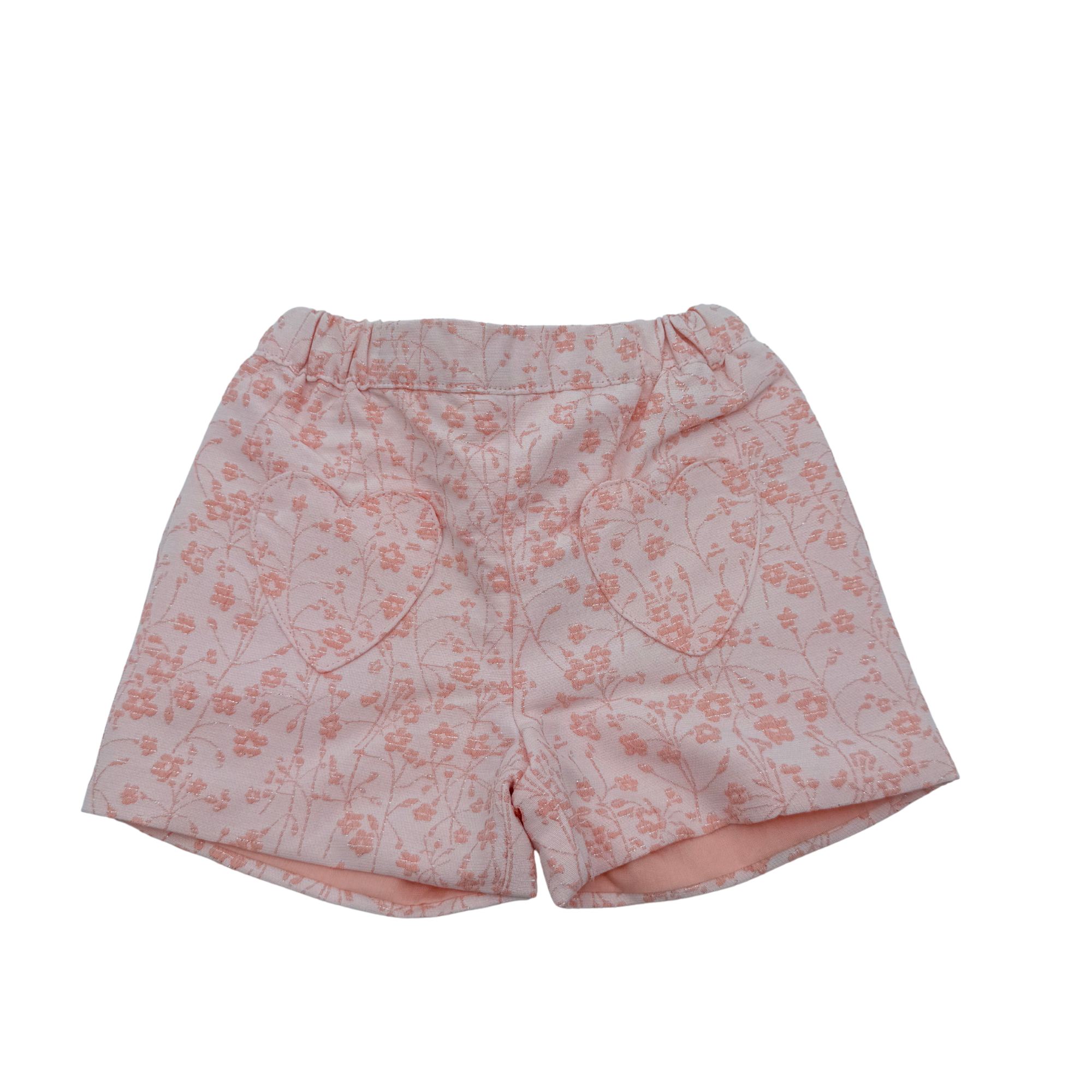 Short bébé fille rose à motif fleuri ton sur ton - 6 mois