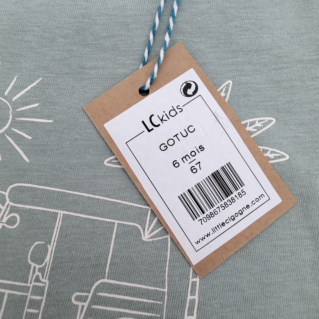 T-shirt vert manches longues motif van — 6 mois