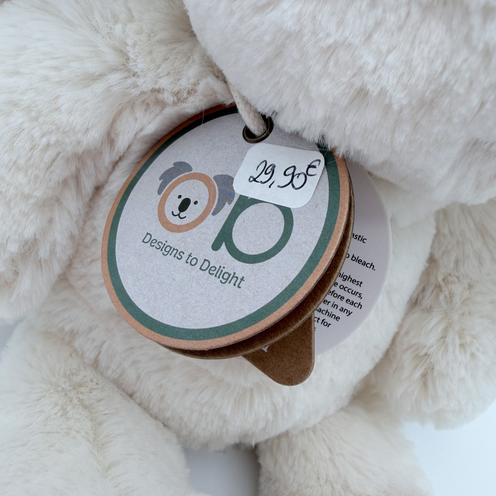 Peluche lapin ultra douce écru — 40 cm