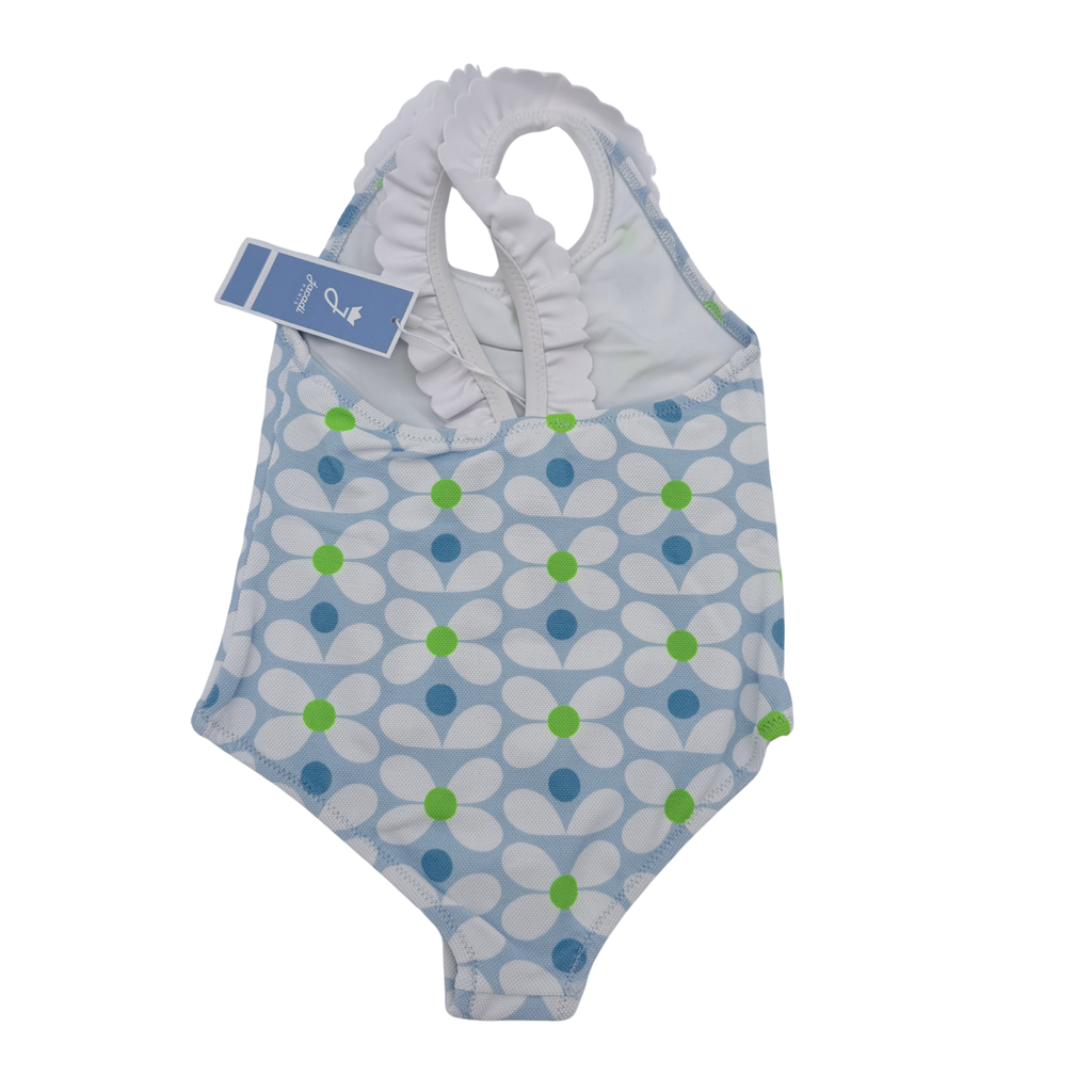 Maillot de bain une pièce bleu imprimé fleurs — 12 mois
