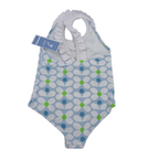Maillot de bain une pièce bleu imprimé fleurs — 12 mois