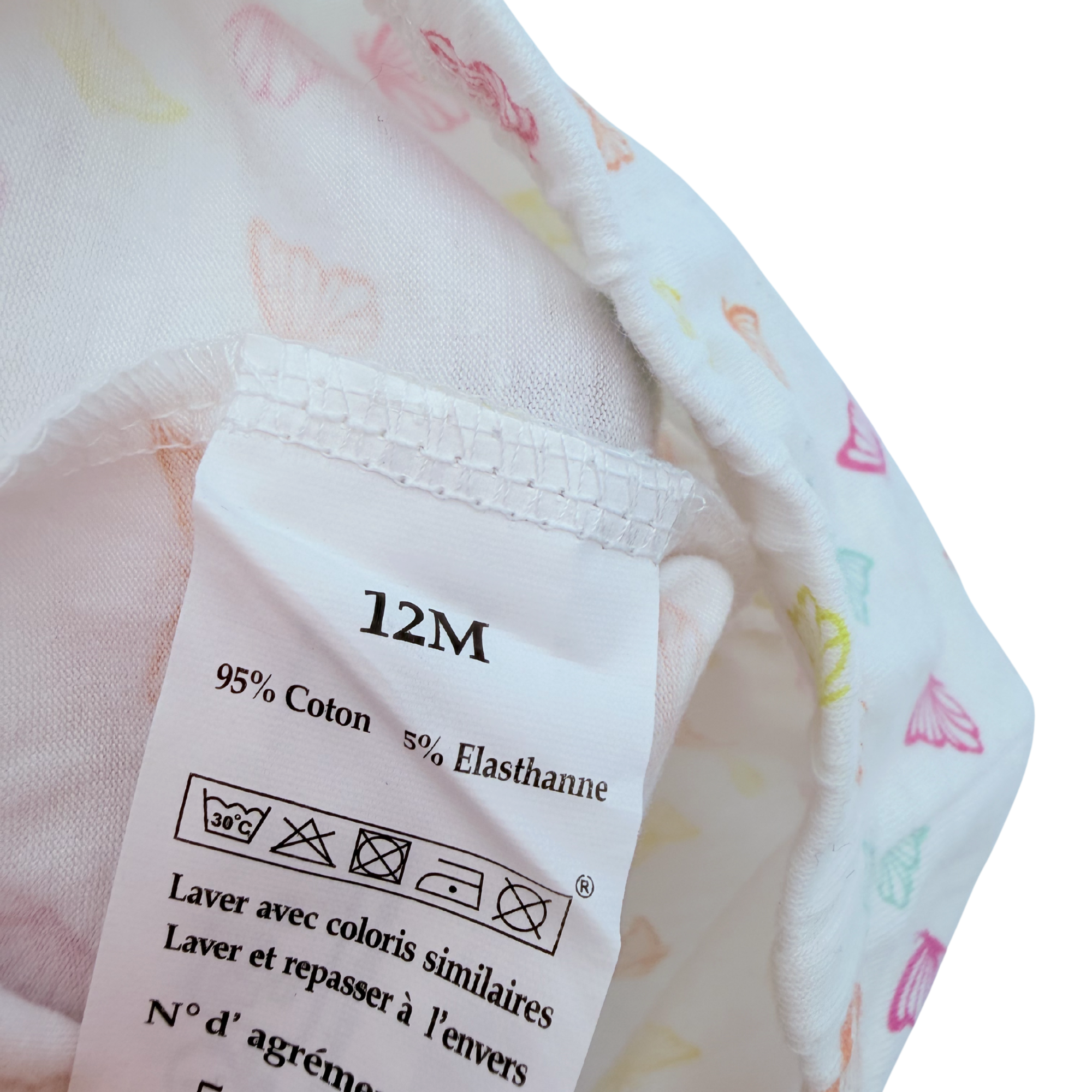Legging blanc imprimé papillons multicolores — 12 mois