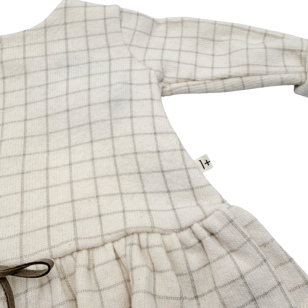 Robe à carreaux écru et beige — 1 mois