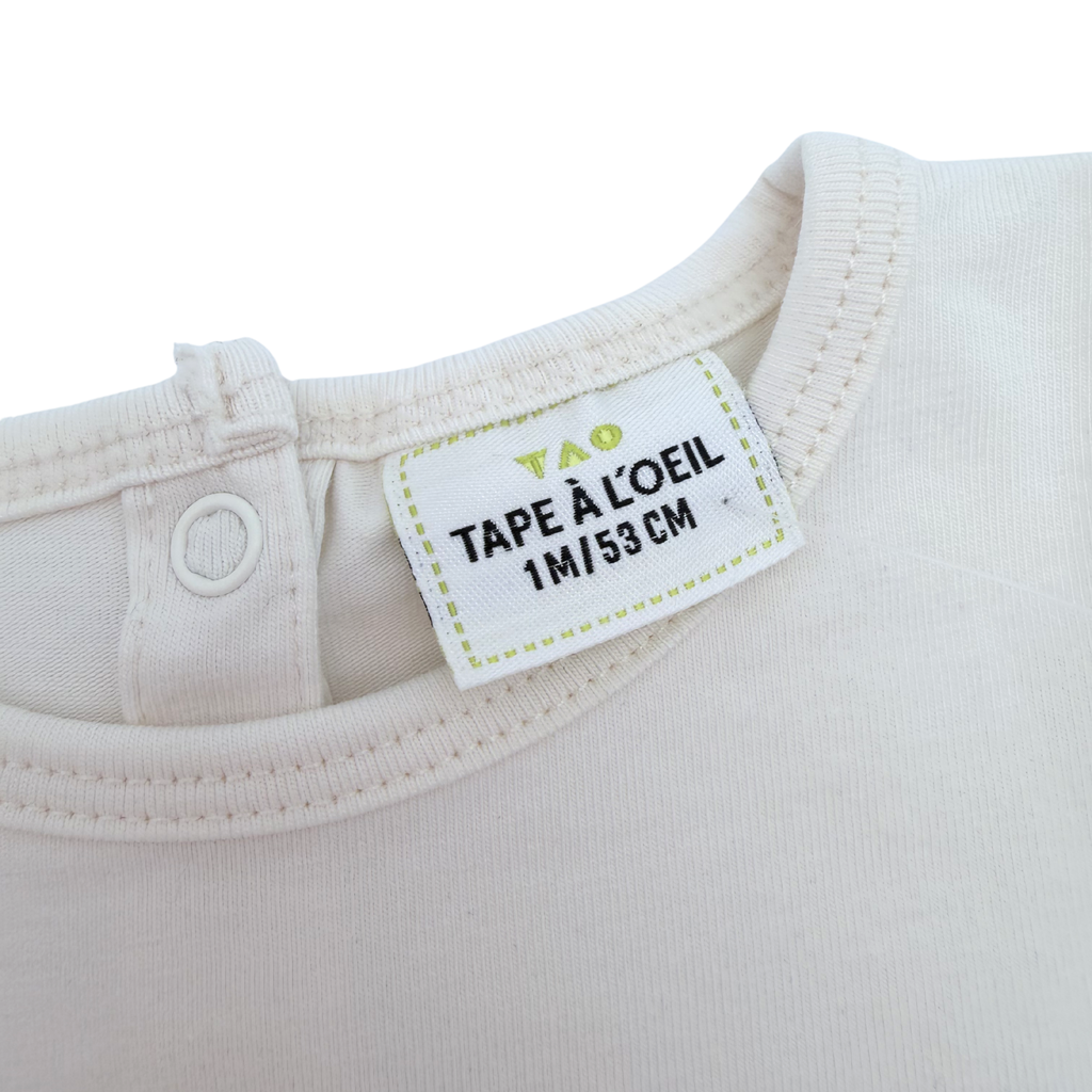 T-shirt écru “Éclats de rire” — 1 mois