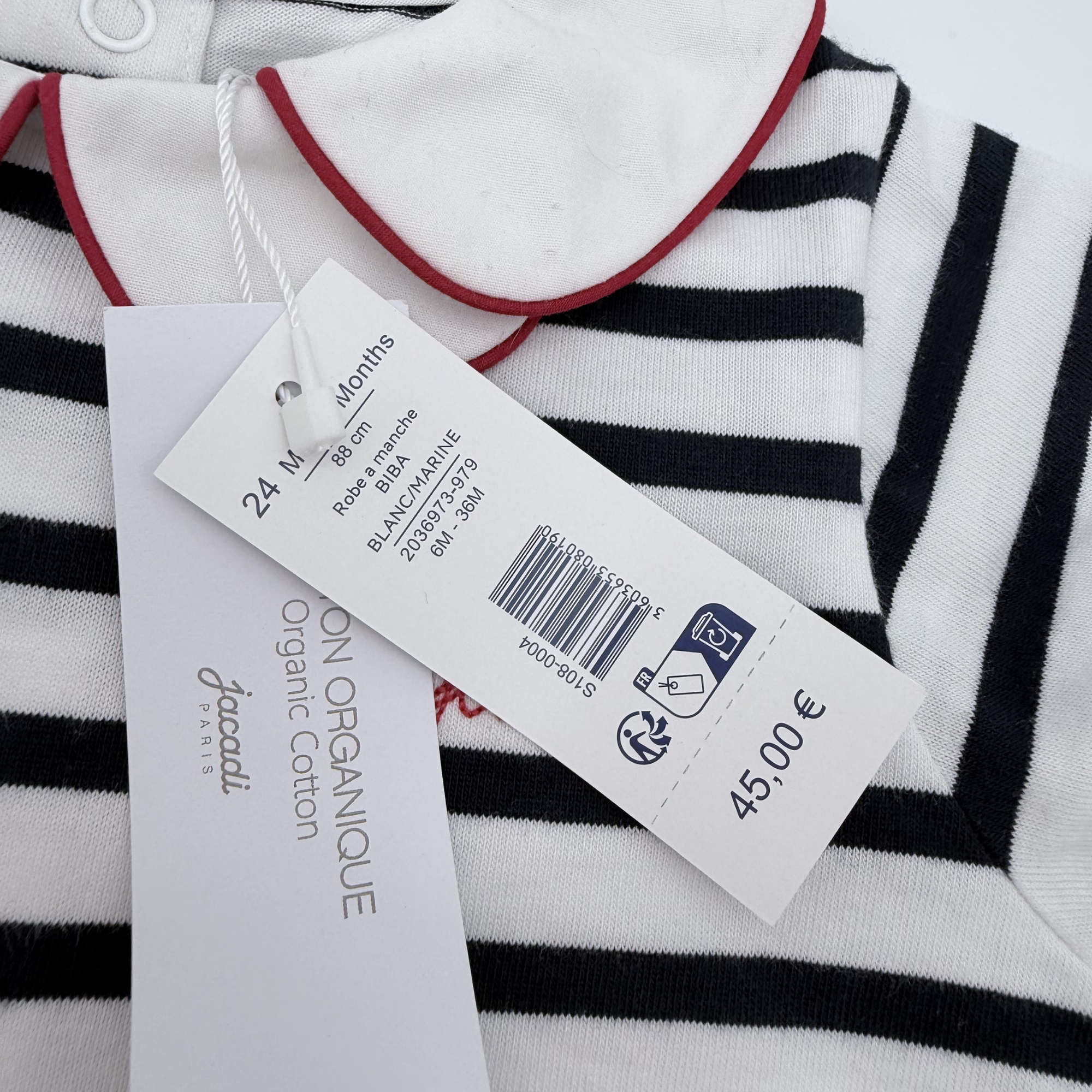 Robe marinière col Claudine — 24 mois