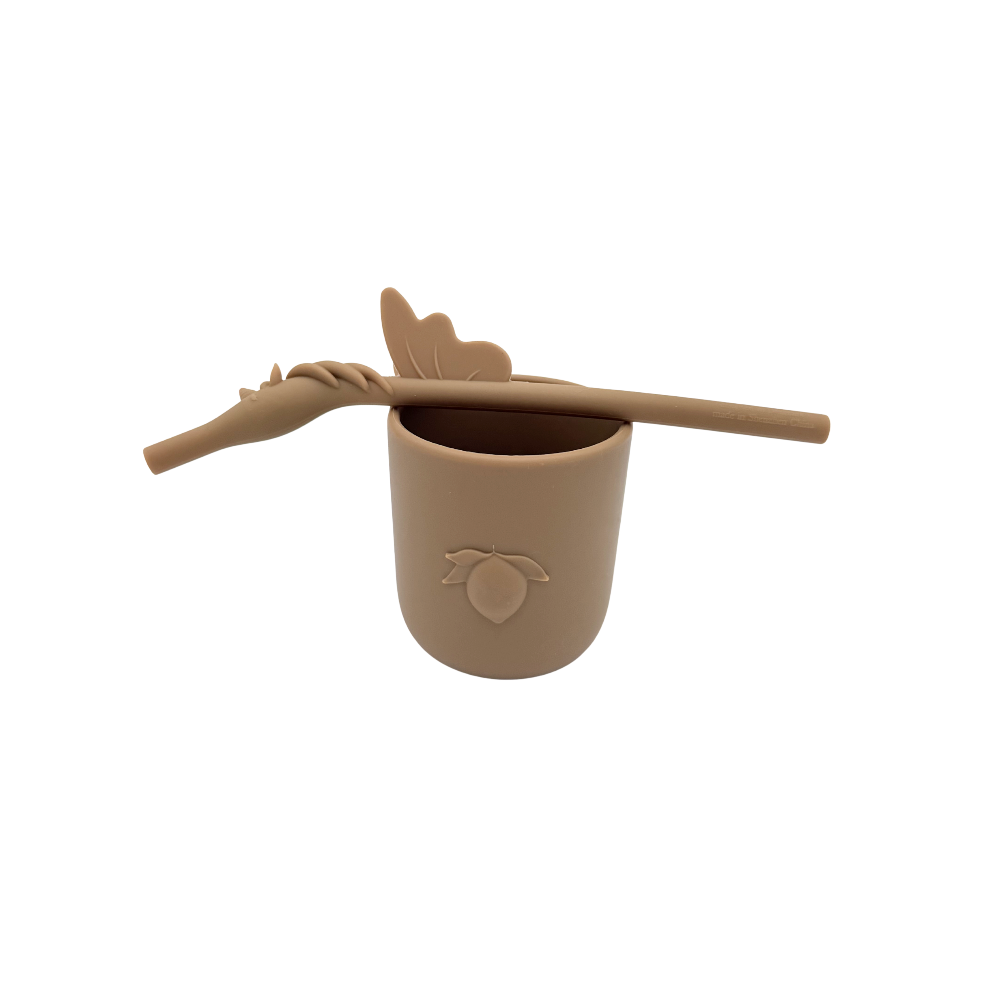Ensemble gobelet citron et paille licorne en silicone