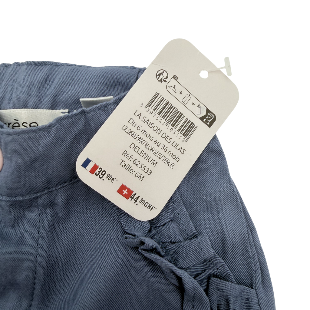 Pantalon bleu marine à volants - 6 mois